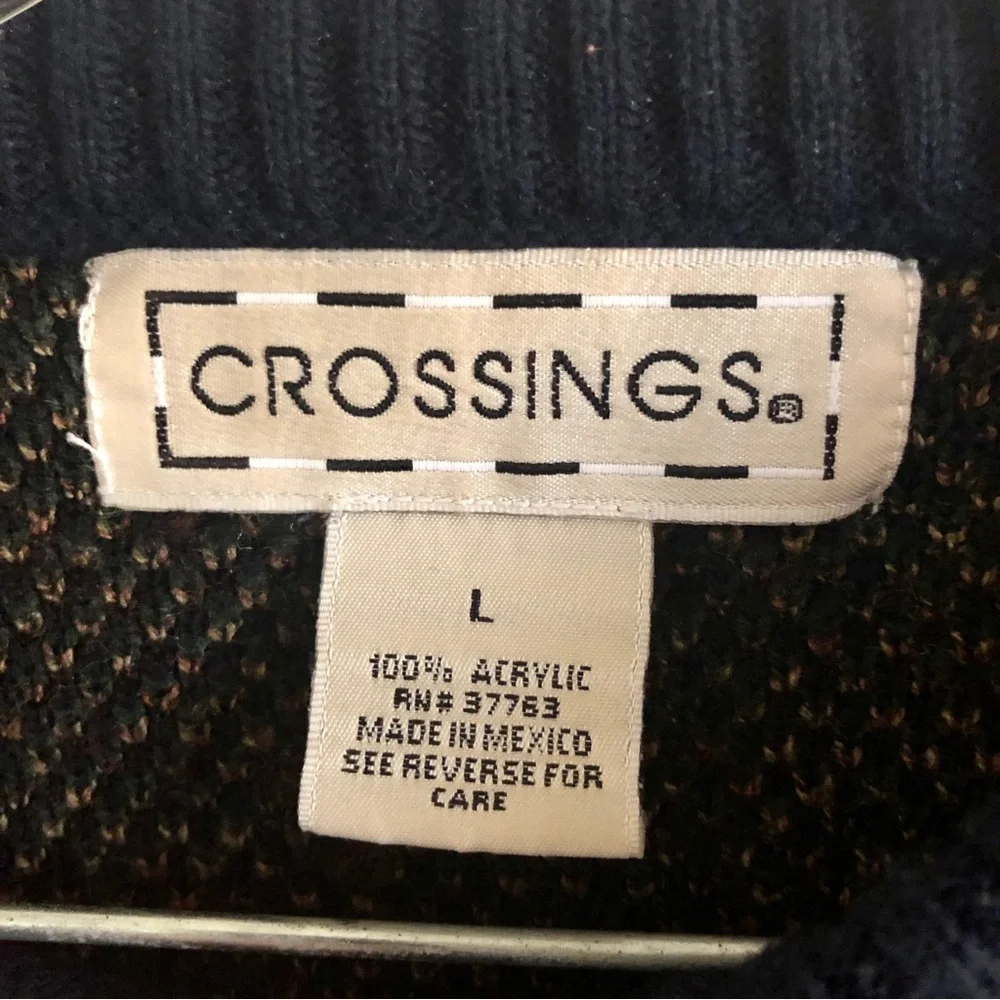 Vintage Crossings Diamond Pattern Crewneck Acrylic Sweater